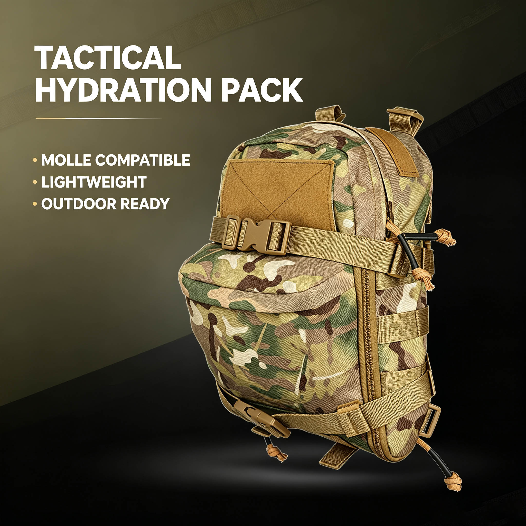 Outdoor Hunting Prints - Mochila Tática de Hidratação com Bolsa
